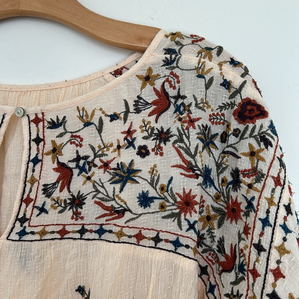 Free People Embroidered Wild Flowers Blouse Size XS - Picture 12 of 15